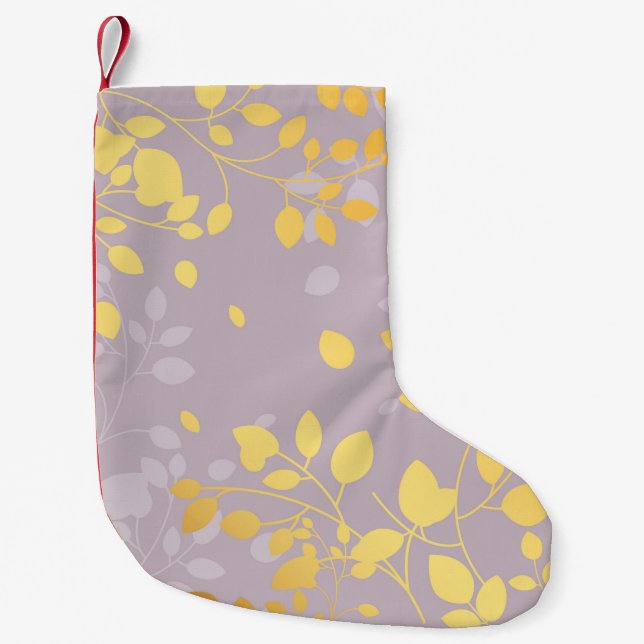 Golden Leaves 9 Small Christmas Stocking (Front)