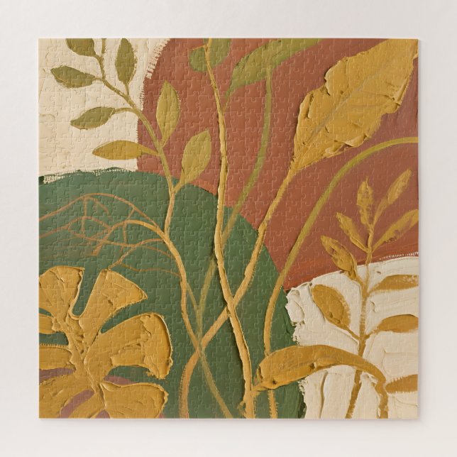 Golden Leaves Abstract Jigsaw Puzzle (Vertical)