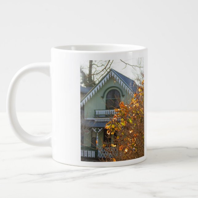 Golden Leaves and Gingerbread - Martha's Vineyard Large Coffee Mug (Left)