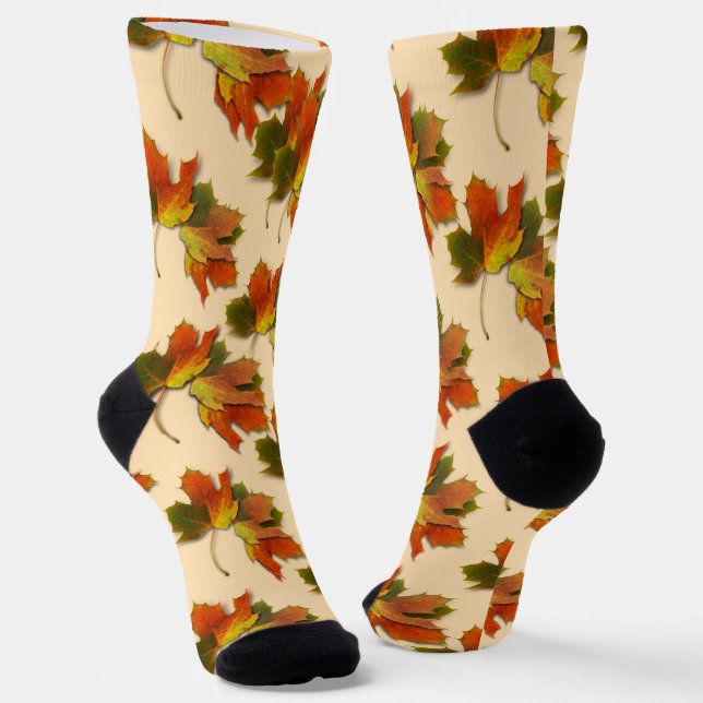 Golden Leaves Autumn Socks (Angled)