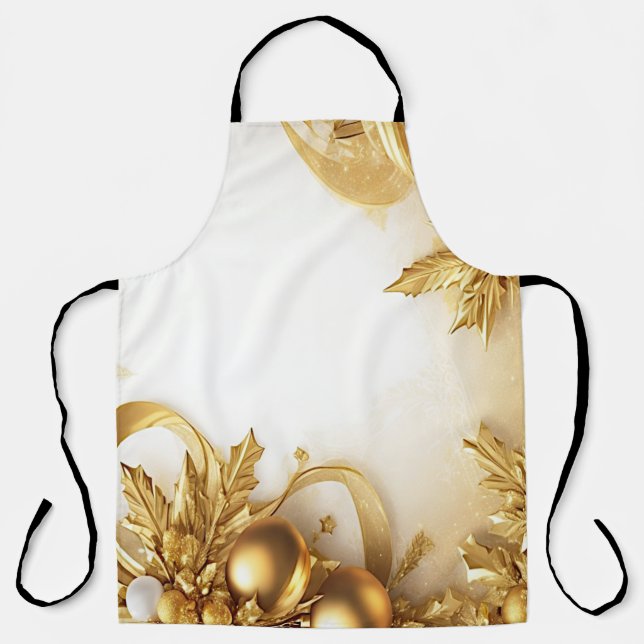 Golden Leaves Christmas Holiday Apron (Front)