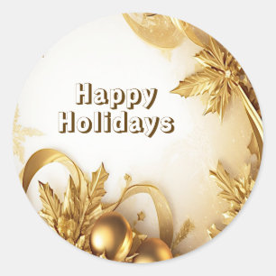 Golden Leaves Christmas Holiday Sticker