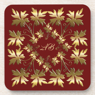 Golden leaves crown coaster
