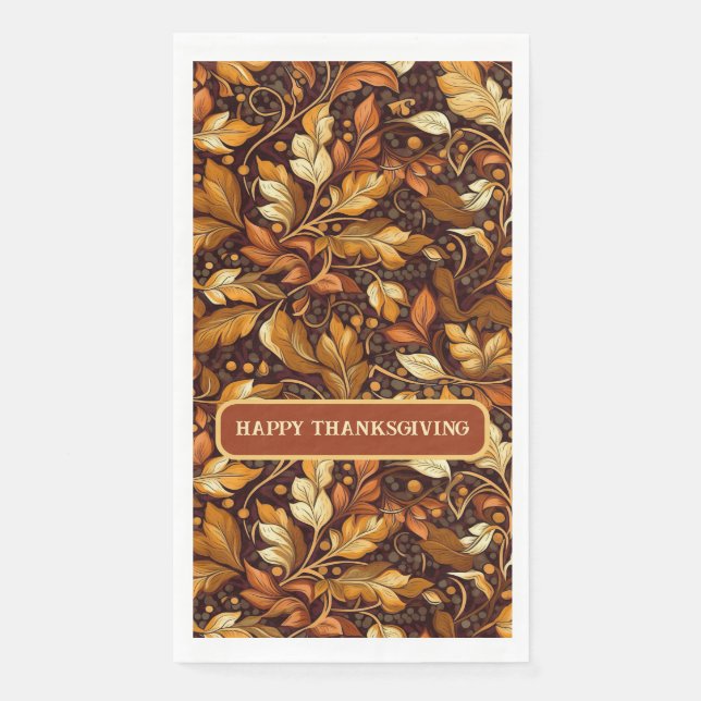 Golden Leaves Customisable Napkin (Front)