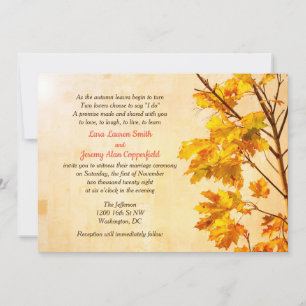 Golden Leaves Fall Wedding Party Invitation 