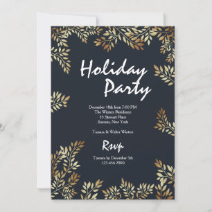 Golden Leaves Frame Rectangular Invitation