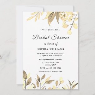 Golden Leaves Gold Leaf Bridal Shower Invitation