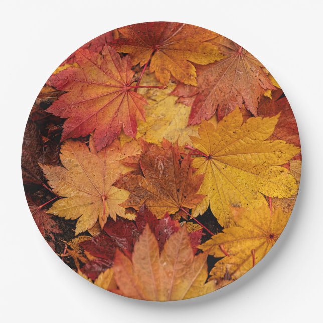 GOLDEN LEAVES OF AUTUMN PAPER PLATE (Front)