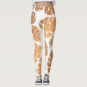 Golden Leaves Pattern Leggings