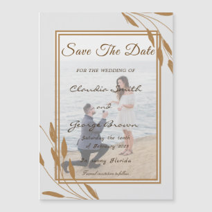 Golden Leaves Photo Save the Date Magnets