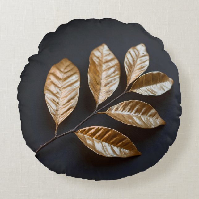 Golden leaves  round cushion (Front)