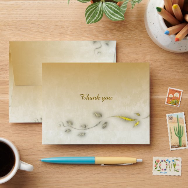 Golden leaves thank you envelopes  (Desk)