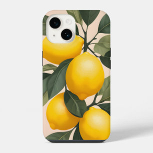 Golden Lemons on Green iPhone 14 Case