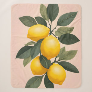 Golden Lemons on Green Sherpa Blanket