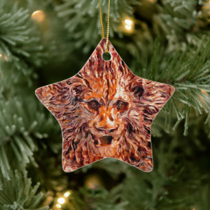 Golden Leo Ceramic Tree Decoration