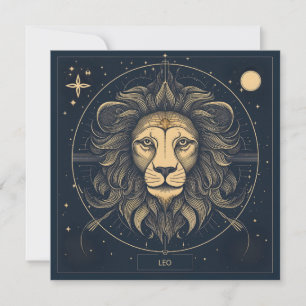 Golden Leo Zodiac Astrology Design Holiday Card