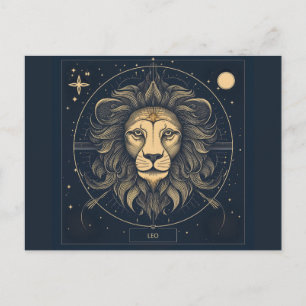 Golden Leo Zodiac Astrology Design Holiday Postcard