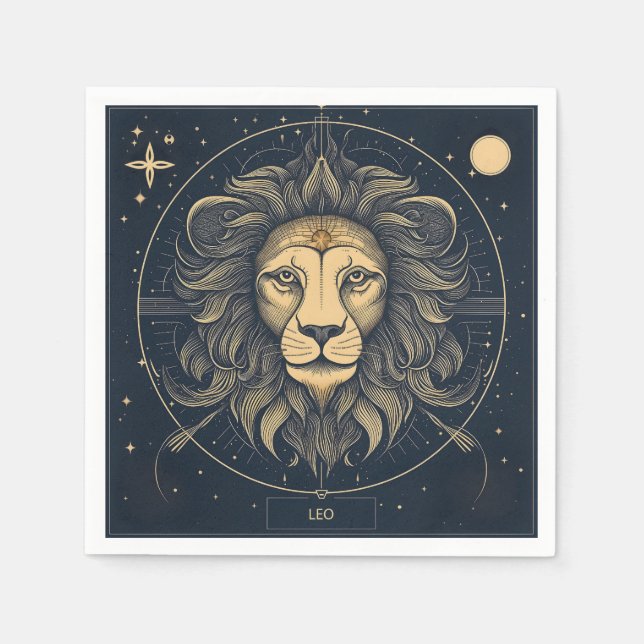 Golden Leo Zodiac Astrology Design Napkin (Front)
