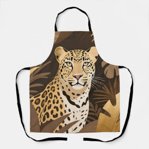 Golden Leopard Jungle Boho Wildlife  Apron