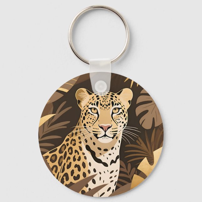 Golden Leopard Jungle Boho Wildlife  Key Ring (Front)