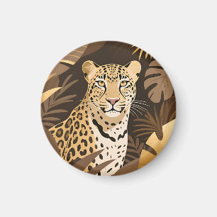 Golden Leopard Jungle Boho Wildlife  Magnet