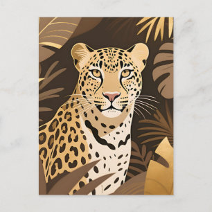 Golden Leopard Jungle Boho Wildlife  Postcard