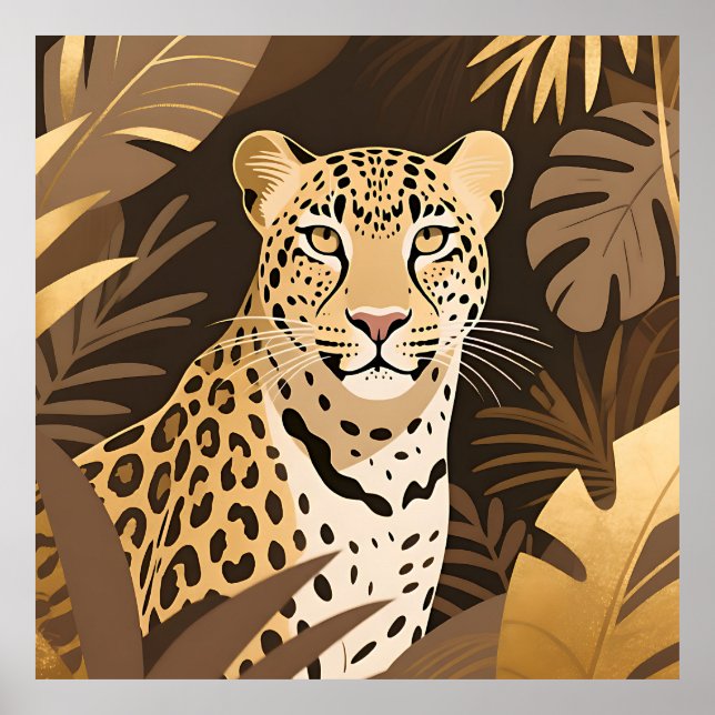 Golden Leopard Jungle Boho Wildlife  Poster (Front)
