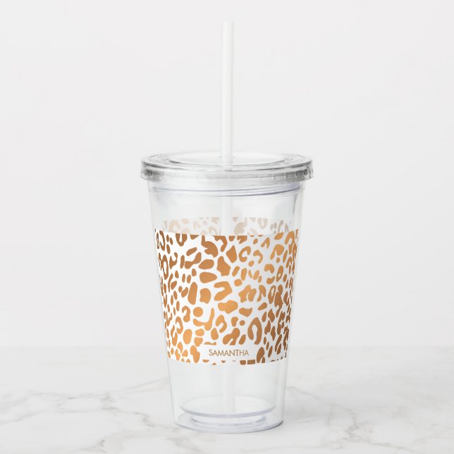 Golden Leopard Print Acrylic Tumbler (Front)