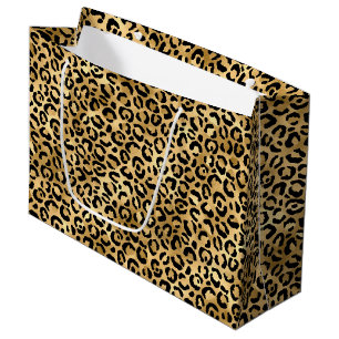 Golden Leopard Print   Bold Wild Animal Pattern Large Gift Bag