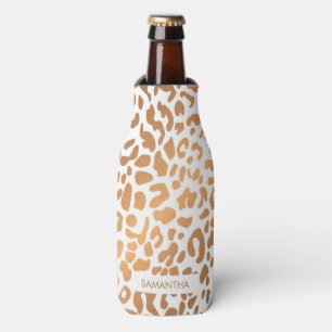 Golden Leopard Print Bottle Cooler