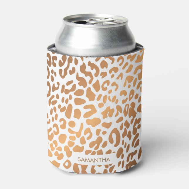 Golden Leopard Print Can Cooler (Can Front)