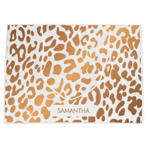 Golden Leopard Print Large Gift Bag