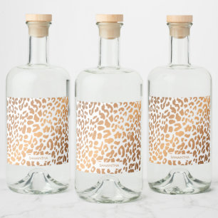 Golden Leopard Print Liquor Bottle Label