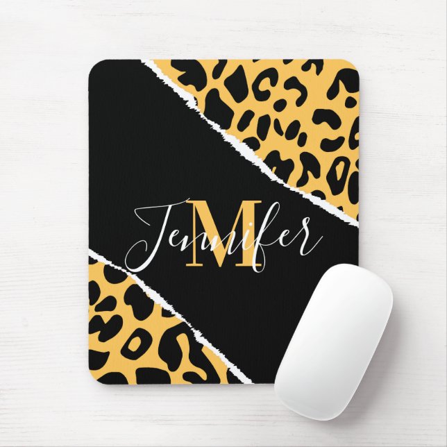 Golden Leopard Print Mouse Mat (With Mouse)