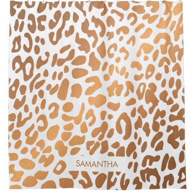 Golden Leopard Print Shower Curtain (Front)