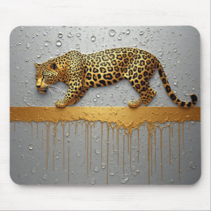 Golden Leopard With Dripping Paint Effect 🐆 Mouse Mat