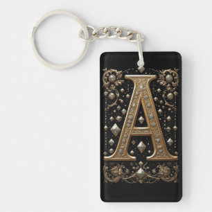 Golden Letter A With Gemstone Details ✨ Key Ring