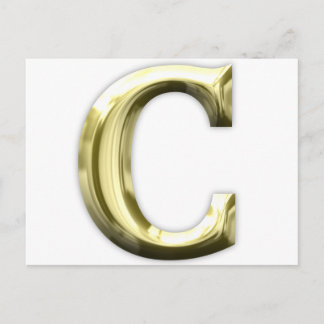 Golden Letter C Shiny Gold Alphabet Postcard