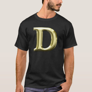 Golden Letter D Shiny Gold Alphabet T-Shirt