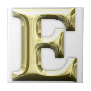 Golden Letter E Shiny Gold Alphabet Tile