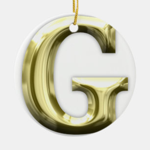 Golden Letter G Shiny Gold Alphabet Ceramic Tree Decoration