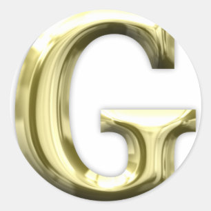 Golden Letter G Shiny Gold Alphabet Classic Round Sticker