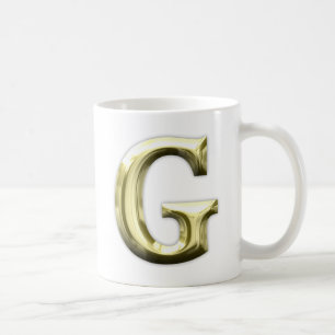 Golden Letter G Shiny Gold Alphabet Coffee Mug