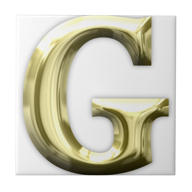Golden Letter G Shiny Gold Alphabet Tile (Front)