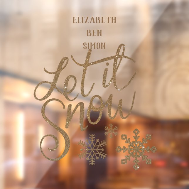 Golden letters snow Christmas spell Window Cling (Sheet 2)