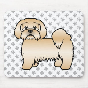 Golden Lhasa Apso Cute Cartoon Dog Illustration Mouse Mat