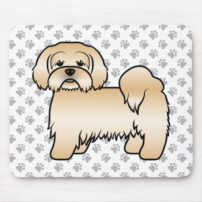 Golden Lhasa Apso Cute Cartoon Dog Illustration Mouse Mat (Front)