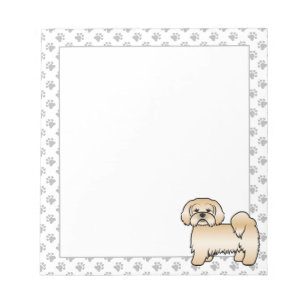 Golden Lhasa Apso Cute Cartoon Dog Illustration Notepad
