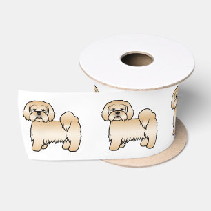 Golden Lhasa Apso Cute Cartoon Dog Illustration Satin Ribbon