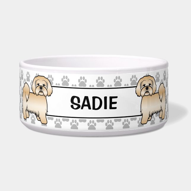 Golden Lhasa Apso Cute Dog With Paws & Name (Front)